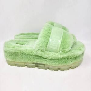 Ugg Fluffita Platform Slippers - Parakeet Green - US Womens Size 8